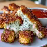 Golden, crispy air fryer mozzarella sticks served with zesty marinara dip—perfect appetizer for game day or parties.  