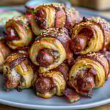 Warm mini hot dogs in buttery pastry with a creamy Dijon honey dip, a crowd-pleasing appetizer for any celebration.