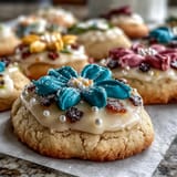 Buttery shortbread cookies decorated with colorful floral royal icing, ideal for adding a cheerful touch to any dessert table.