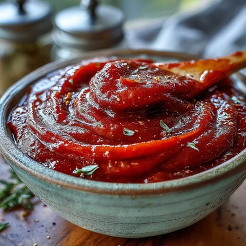 Homemade Guava BBQ Sauce simmering in a saucepan, blending sweet guava paste with aromatic spices and a glossy finish.