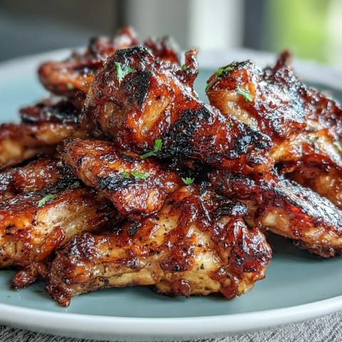 Served Guava BBQ Glazed Chicken Wings with fresh cilantro and lime wedges, perfect for game day gatherings.