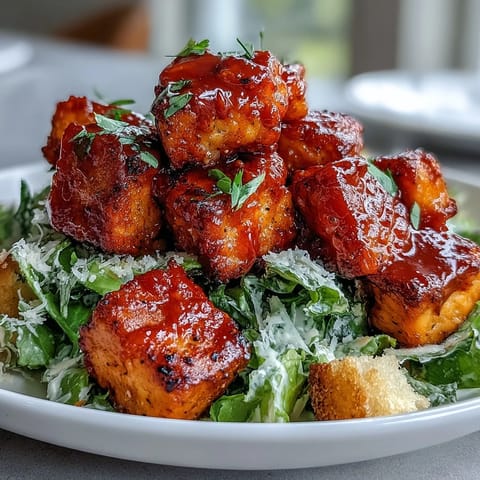 Served on a bed of romaine lettuce with croutons and creamy dressing.