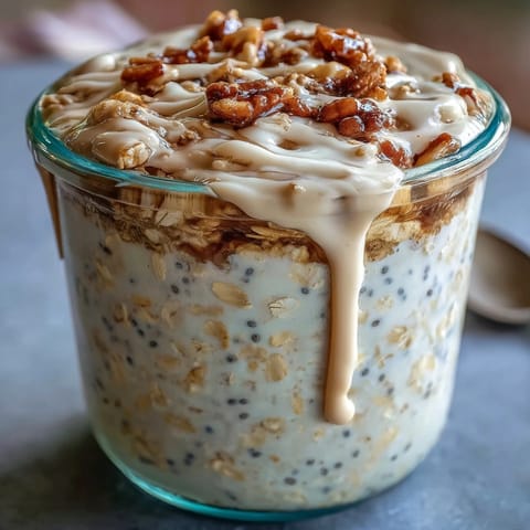 High-Protein Cinnamon Roll Overnight Oats