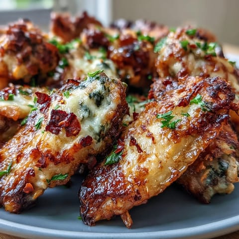 Keto garlic Parmesan baked chicken wings with golden crispy skin and rich buttery garlic coating.  