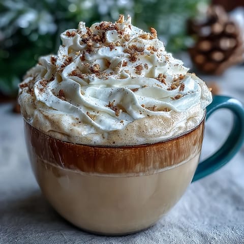 Rich and creamy Christmas chai latte featuring aromatic spices, frothy milk, and a dollop of whipped cream, perfect for festive mornings.