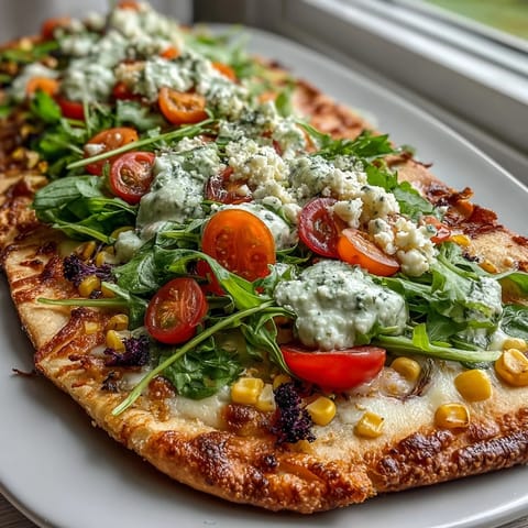 Colorful St. Patrick's Day Rainbow Veggie Flatbread Pizza featuring crisp vegetables and melted cheese for a healthy celebration meal.
