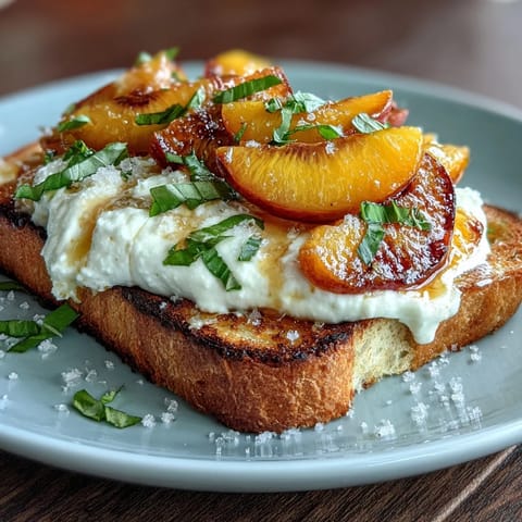 Honey Peach Burrata Toast