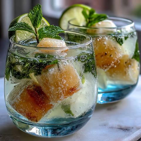 Lychee Agar Jelly Cubes glistening in bright yuzu water, a refreshing summer dessert.