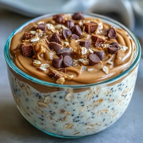 Deliciously thick Protein Cookie Dough Overnight Oats perfect for a quick breakfast.
