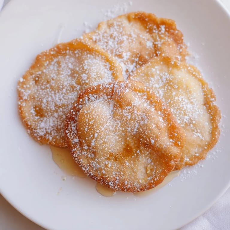 Golden-brown fried dough fresh from the fryer, perfect with a drizzle of sweet honey for dessert.