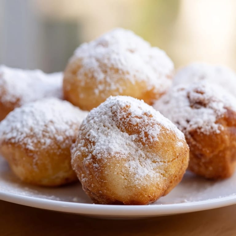 Freshly fried zeppole, a classic Italian-American dessert, are light, fluffy, and dusted with powdered sugar.