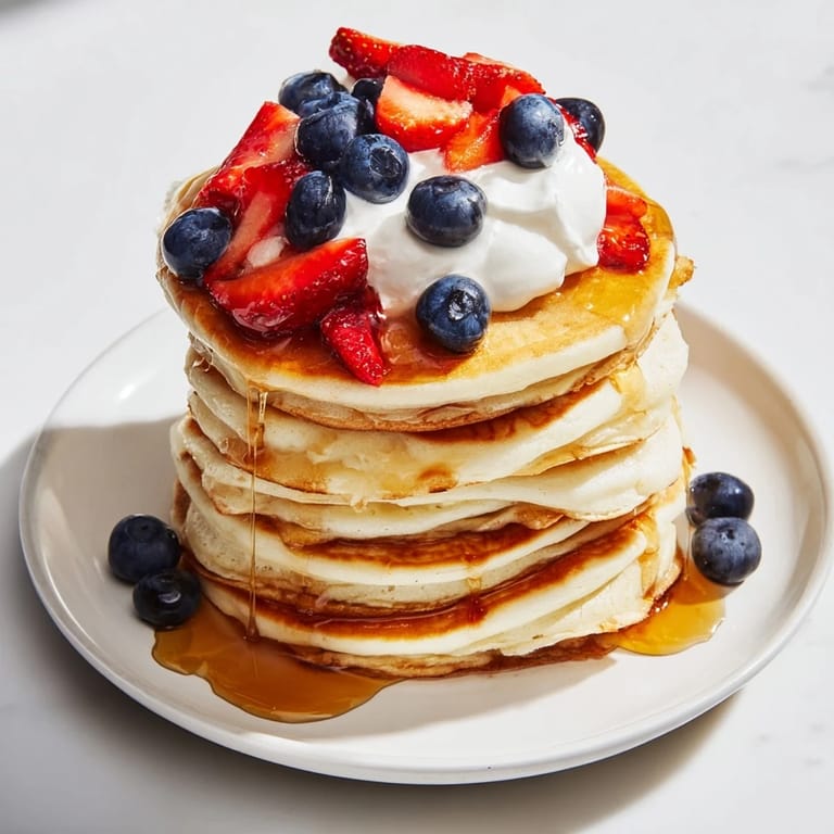 Fluffy, small silver dollar pancakes with a soft, pillowy texture, perfect for a quick breakfast or brunch.