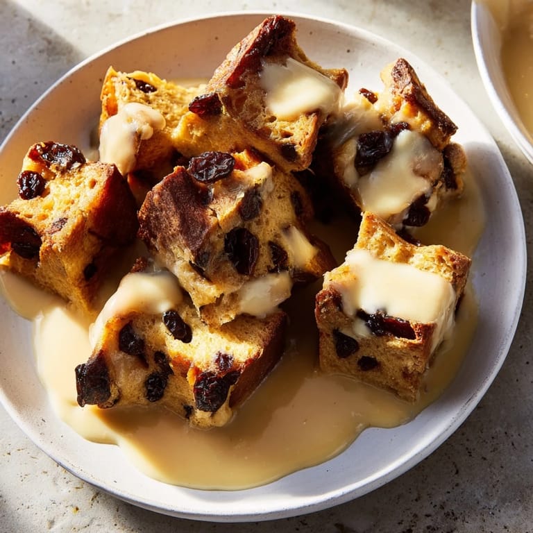 Enjoy a slice of comforting bread pudding, a sweet dessert perfect for any occasion!