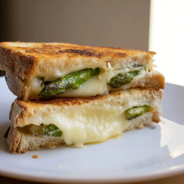 This vegetarian Asparagus & Brie Grilled Cheese sandwich pairs perfectly with a crisp green salad.  