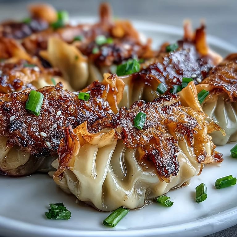 Golden brown Smashed Gyozas piled high, enticingly ready for a quick bite.