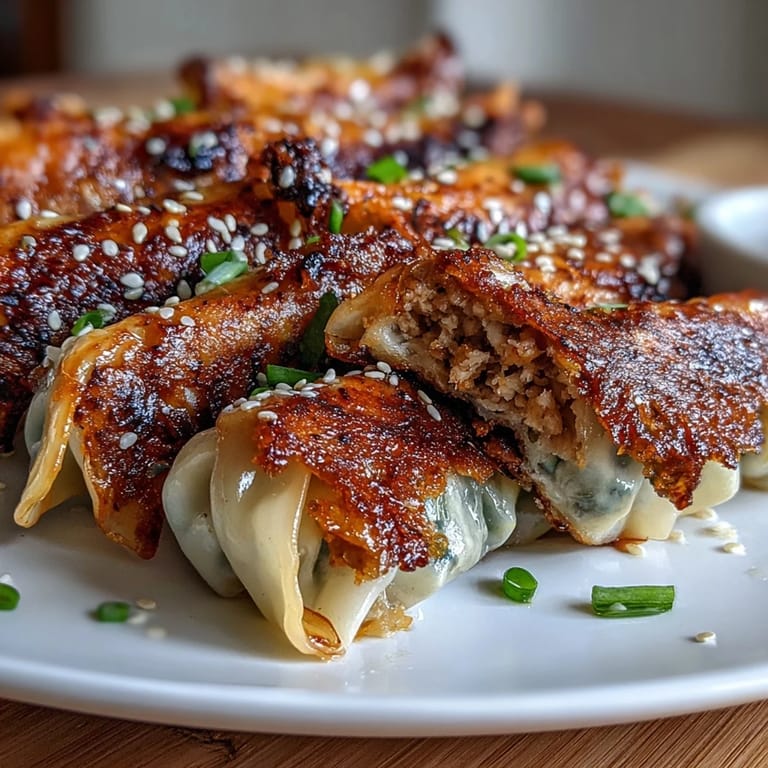 Golden Smashed Gyozas appetizer, perfectly steamed and ready for dipping.