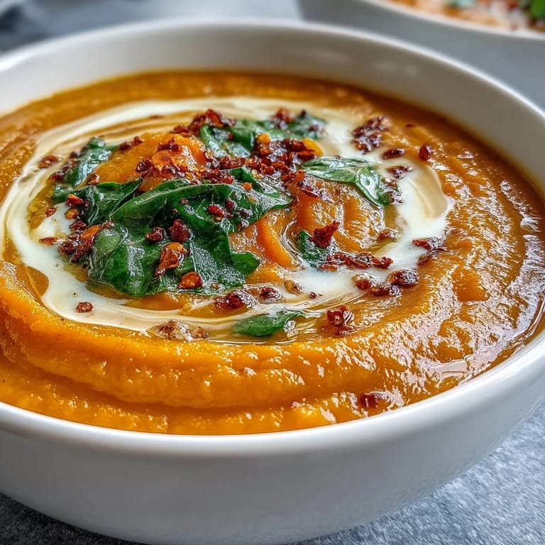 Silky smooth Carrot and Lentil Soup enriched with warm cumin and turmeric, showcased in a ceramic bowl.