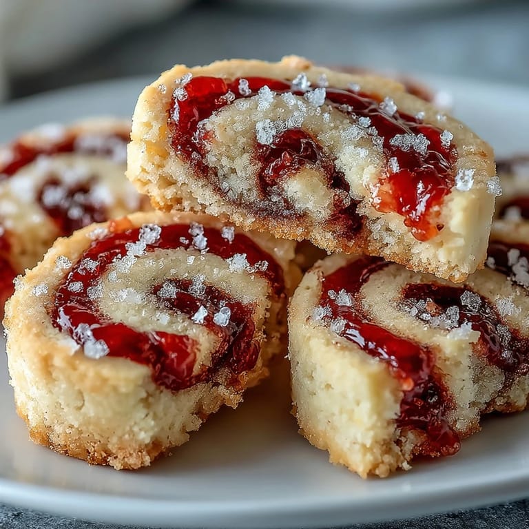 Freshly baked Raspberry Swirl Shortbread Cookies arranged on a wire cooling rack.