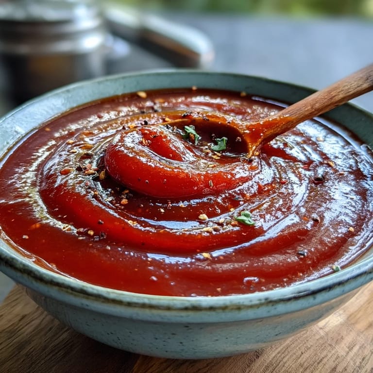 A glass jar of chilled Guava BBQ Sauce served alongside crispy tofu and fresh lime wedges for dipping.