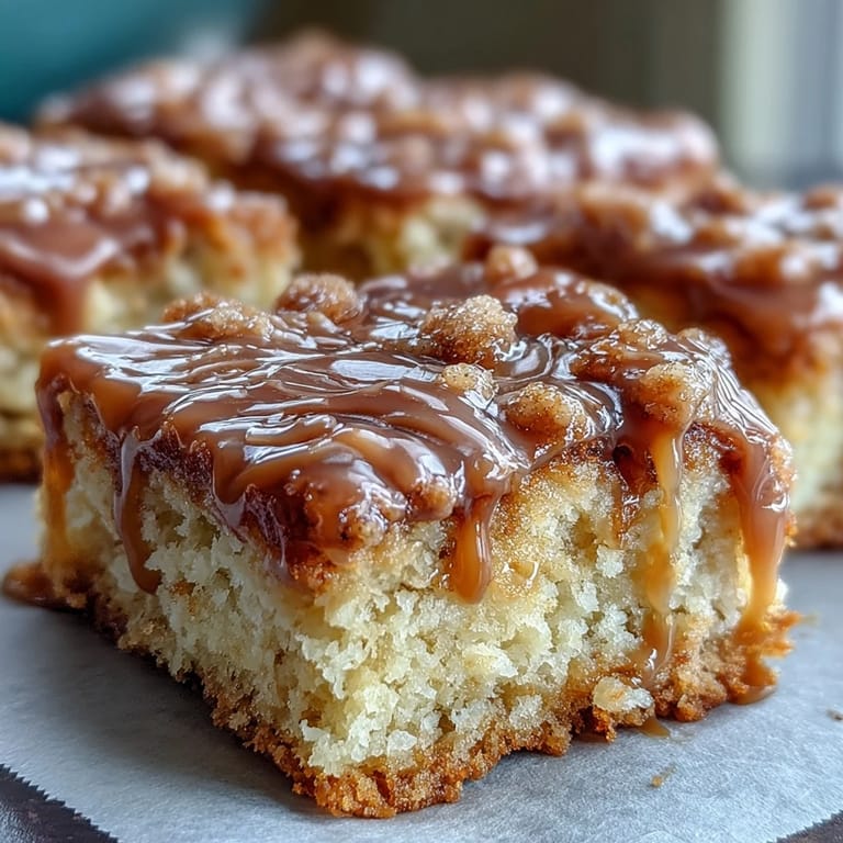 Freshly glazed Maple Donut Bars on a cooling rack, featuring a cinnamon-dusted top and sweet vanilla aroma.