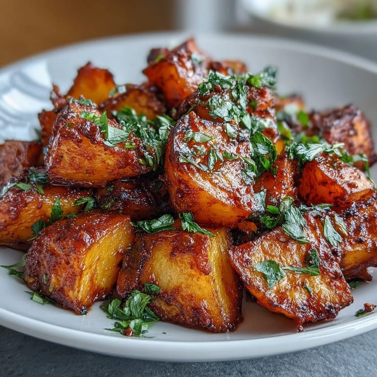 Spicy Mexican-Style Street Potatoes served hot in a rustic dish with creamy crema drizzle for dipping.