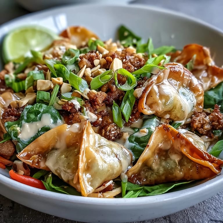 Garnished Creamy Thai-Inspired Peanut Noodle Bowls with snap peas, carrots, and red bell pepper on a rustic wooden table.