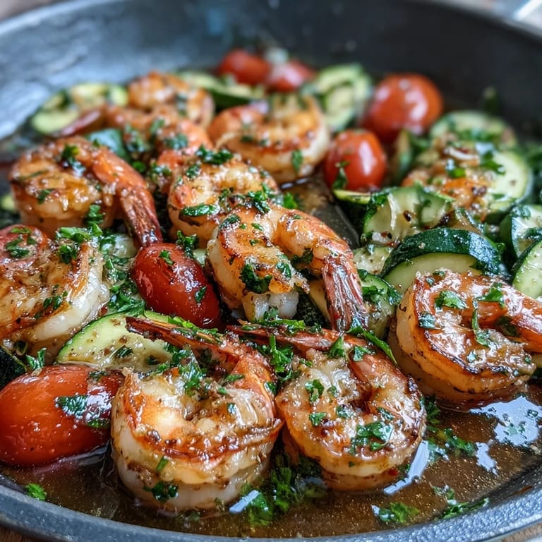 Easy lemon butter shrimp and vegetable skillet, perfect for a quick, healthy weeknight dinner.