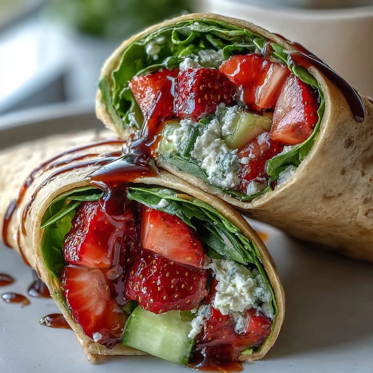 Light and healthy wraps filled with baby spinach, sweet strawberries, goat cheese crumble, and toasted nuts.