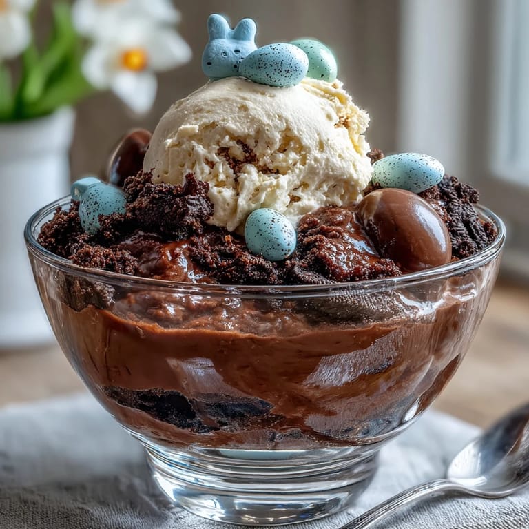 Adorable Easter Bunny Dirt Cups featuring chocolate pudding and Oreo crumbs, decorated with marshmallow bunnies and pastel sprinkles, perfect for kids' spring parties.