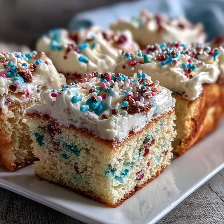 Pastel Buttercream Spring Funfetti Cake: Festive sprinkle-flecked vanilla cake layers, decorated with soft pastel buttercream for a joyful spring dessert.