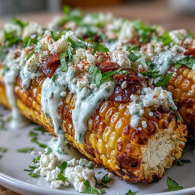 Smoky, cheesy microwave corn on the cob with creamy sauce and fresh cilantro, ideal for Mexican-inspired meals.