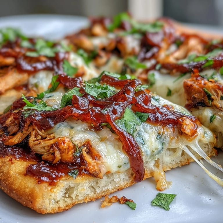 Grilled BBQ chicken flatbread pizza topped with fresh cilantro and jalapeños, offering a burst of flavor in every bite.  