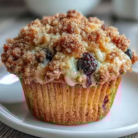 Golden sourdough muffins filled with juicy blueberries and bright lemon zest, crowned with a buttery cinnamon streusel. A perfect homemade breakfast or snack.