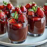 Dubai-Style Strawberry Cups with Kataifi and Dark Chocolate, featuring crisp golden kataifi nests filled with fresh strawberries and rich ganache.  