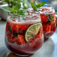 Vibrant watermelon lime sparkling punch with fresh mint and lime slices, perfect for spring gatherings.