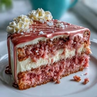 Elegant pink rosé velvet cake with shimmering edible gold drip.